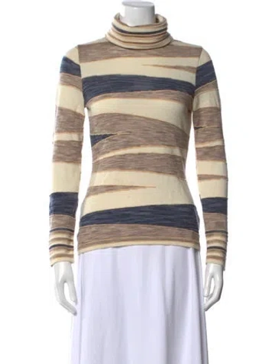 Pre-owned Missoni Sport Striped Turtleneck Sweater In Neutral