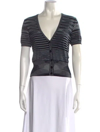 Pre-owned Missoni Sport Striped V-neck Sweater In Black