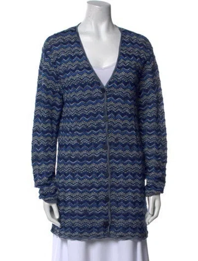 Pre-owned Missoni Sport Striped V-neck Sweater In Blue