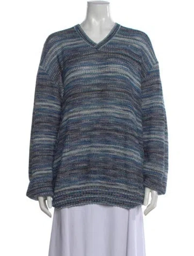 Pre-owned Missoni Sport Striped V-neck Sweater In Blue
