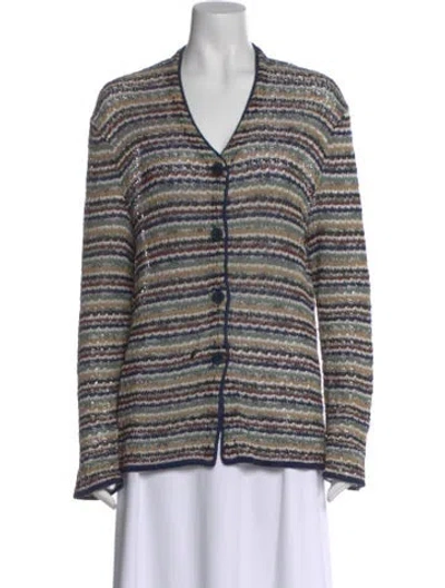 Pre-owned Missoni Sport Striped V-neck Sweater In Multi