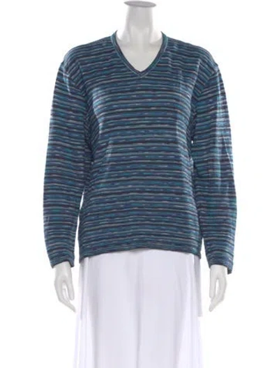 Pre-owned Missoni Sport Striped V-neck Top In Blue