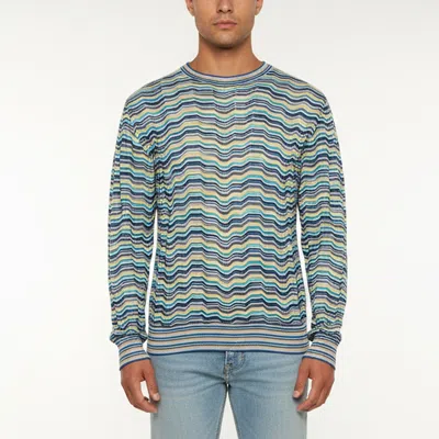 Pre-owned Missoni Sport Vintage Chevron Wave Knit Crewneck Sweater L In Multi