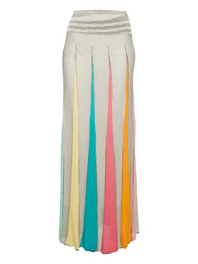Pre-owned Missoni Sport Vintage Striped Pleated Skirt In Gray
