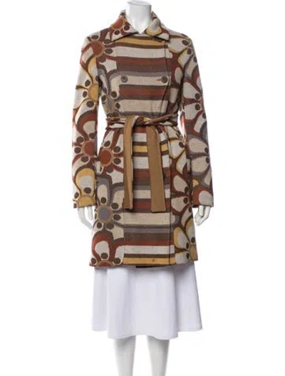 Pre-owned Missoni Sport Wool Patterned Coat In Brown