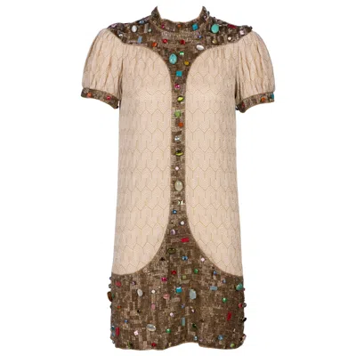 Pre-owned Missoni Spring/summer 2007 Runway Jeweled Mini Dress In Sand