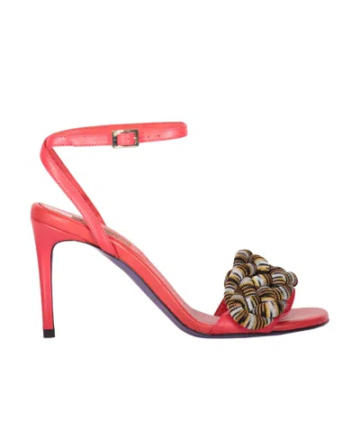 Missoni Square-headed High-heeled Sandals In Red