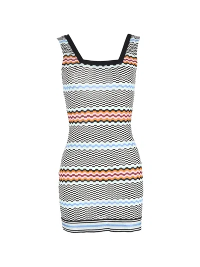 Pre-owned Missoni Square-neck Mini Dress In Black