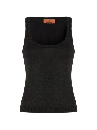 Missoni Square-neck Tank Top In Black