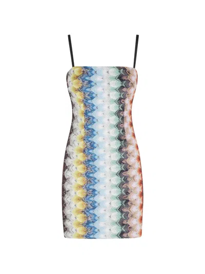 Missoni Square-neck Zigzag-pattern Mini Dress In Multi