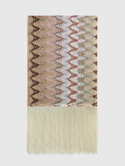 Missoni Stole In Zig Zag Lace With Fringes In Multi