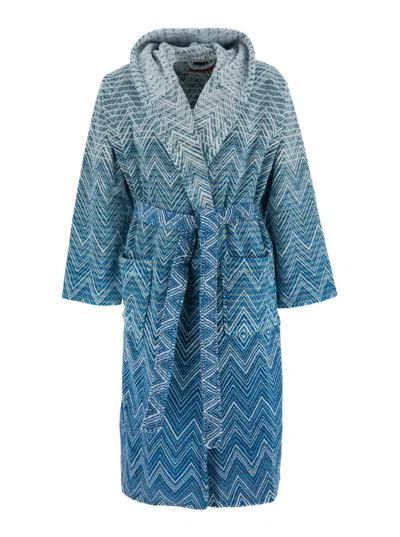 Missoni Stone Bathrobe Hooded In Blu