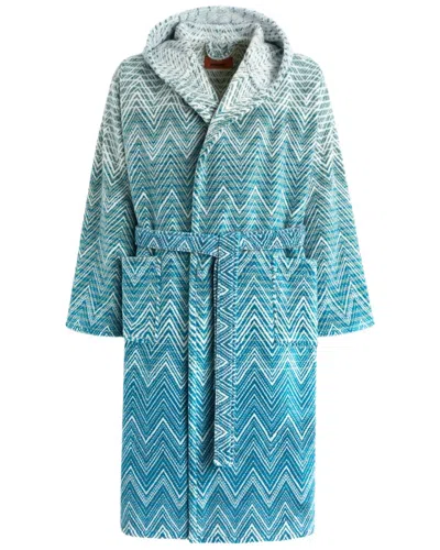 Missoni Stone Hooded Bathrobe In Blue