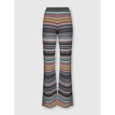 Missoni Straight Long Pants With Stripes In Black