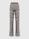Missoni Womens Beige And Brown Tones Graphic-pattern Flared Knit Trousers In Multi