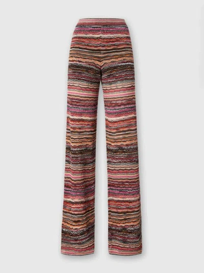 Missoni Gerade Hose Aus Lamé-viskose Mit Prägung Mit Wellenmuster In Multicoloured