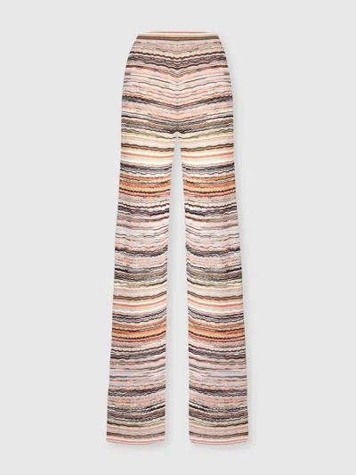 MISSONI STRAIGHT TROUSERS IN LAMÉ VISCOSE EMBOSSED WITH WAVE PATTERN