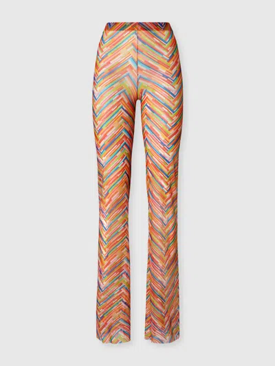 Missoni Straight Trousers In Printed Tulle In Multicoloured