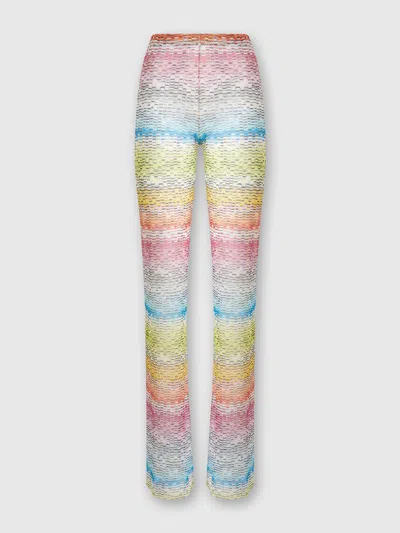 Missoni Straight Trousers In Printed Tulle In Multicoloured