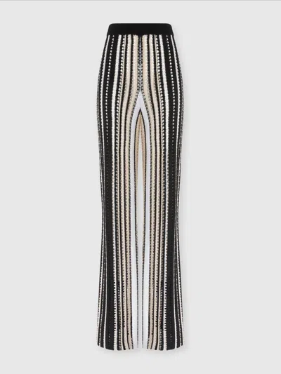 Missoni Straight Trousers In Striped Crochet In Multicoloured