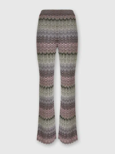 Missoni Metallic Crochet-knit Flared Pants In Multicoloured