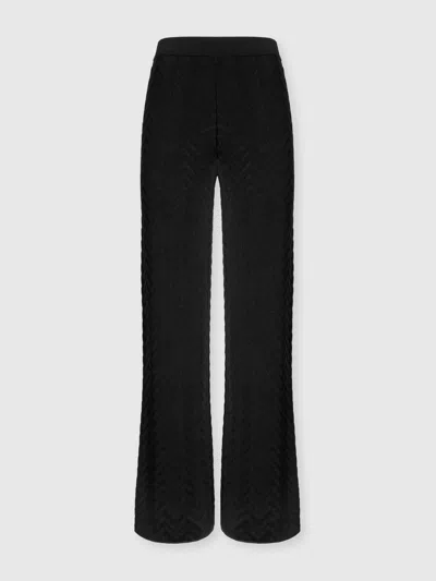 Missoni Straight-leg Stretch Chevron Cotton And Viscose Trousers In Black