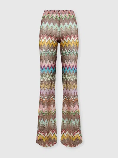 Missoni Beach Cover-up Pants In Lamé Viscose With Macro Zigzag Pattern In Multi