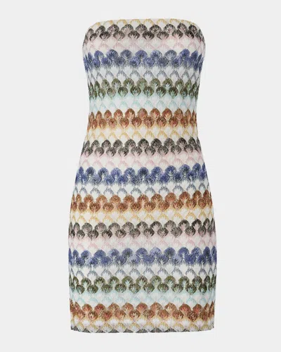 Missoni Strapless Metallic Raschel Knit Mini Dress In Multi