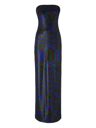 Missoni Strapless Patterned Maxi Dress In Blue