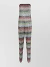 Missoni Long Bustier Jumpsuit In Gradient Zigzag Knit With Sequins
