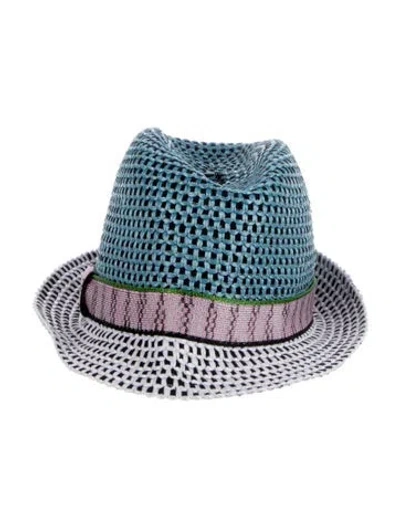 Pre-owned Missoni Straw Fedora In Blue