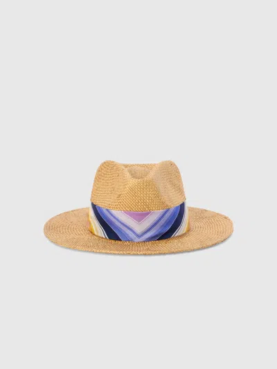 Missoni Straw Hat With Silk Ribbon In Brown