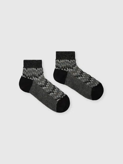 Missoni Stretch Lamé Cotton-blend Ankle Socks In Multicoloured