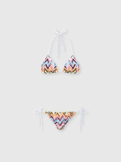MISSONI MISSONI BIKINI IN STRETCH VISCOSE WITH LACE ZIG ZAG MOTIF