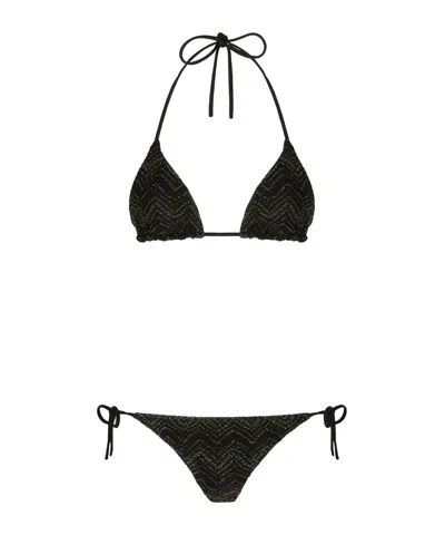 Missoni String Bikini Swimsuit In Black