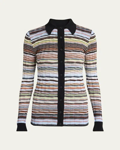Missoni Stripe Button Down Shirt In Sm9m8-multicolor Blu