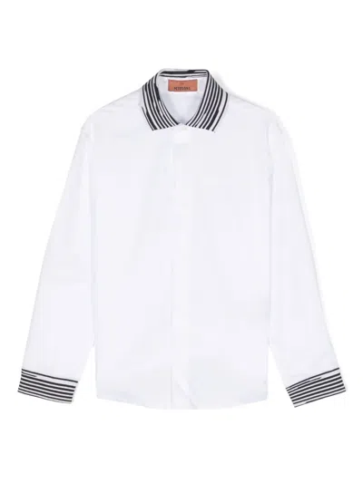 Missoni Kids' Stripe-detail Cotton Shirt In White