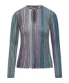 Missoni Lamé Pleated Knit Top In Gray