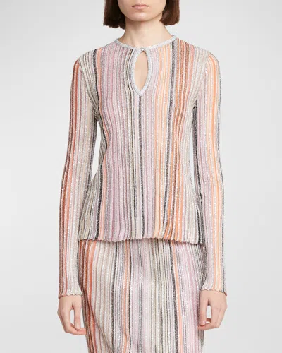 Missoni Stripe Keyhole Sweater In Multicoloured