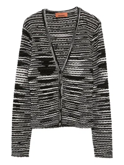 Missoni Stripe-knit Cardigan In Black