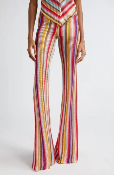 Missoni Stripe-pattern Semi-sheer Flared Trousers In Neutral