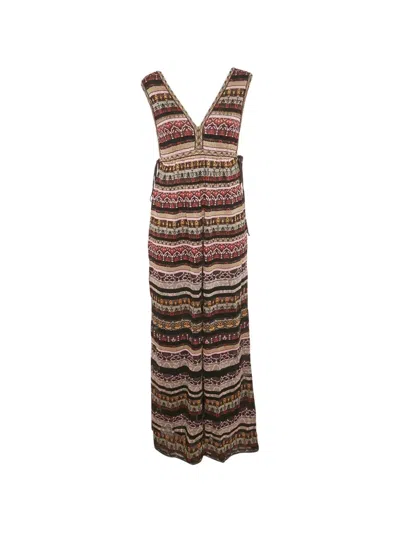 Pre-owned Missoni Stripe Lurex Knit Maxi Dress In Brown