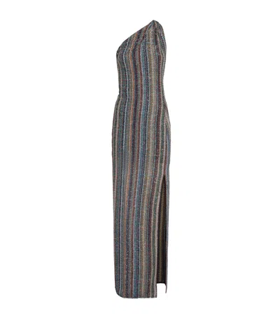 Missoni Stripe One-shoulder Maxi Dress In Blue