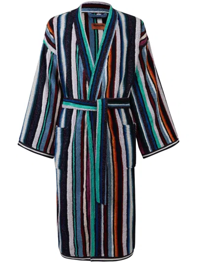 Missoni Stripe-pattern Cotton Bathrobe In Multicolour