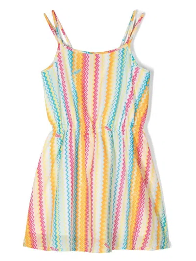 Missoni Kids' Stripe-pattern Dress In Multicolore