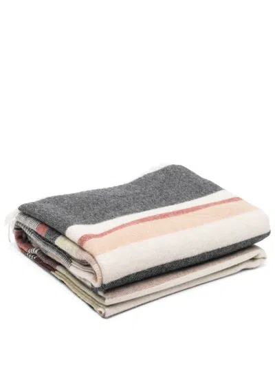 Missoni Stripe-pattern Fringed Throw In Nude