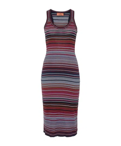 Missoni Stripe-pattern Knitted Dress In Red