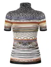 Missoni Mock Neck Sweater In Striped Knit In Black