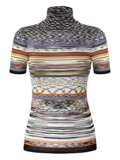 Missoni Stripe-pattern Turtleneck Top In Black