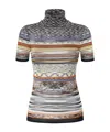 Missoni Mock Neck Sweater In Striped Knit In Multi